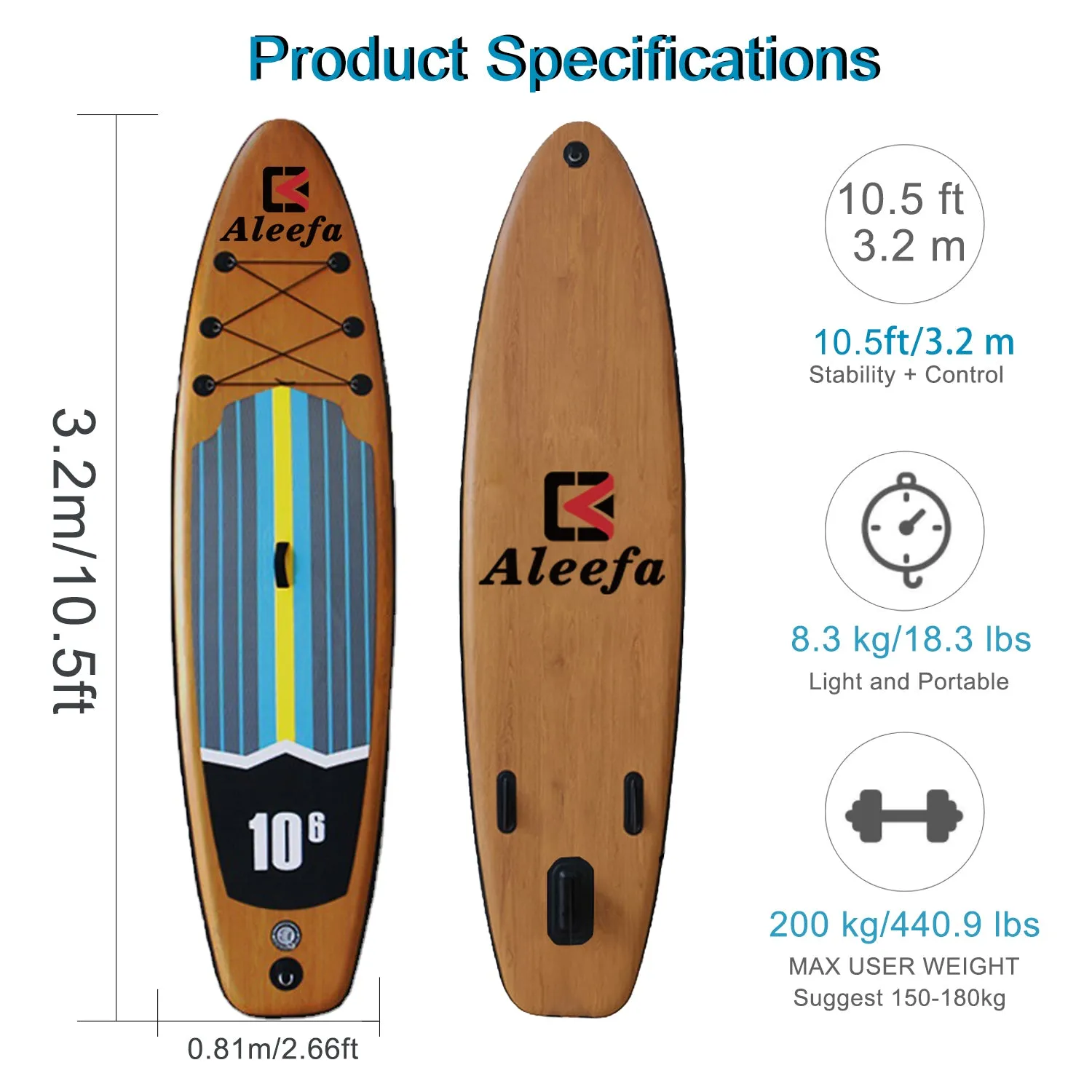 10'6'' 11' Inflatable Stand Up Paddle Board inflat Surf SUP Paddle