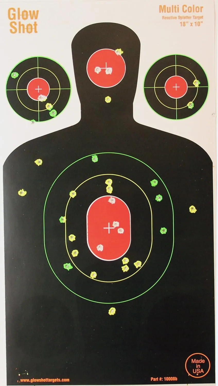 18" x 10" Silhouette Splatter Target - Multi-Color -GlowShot Targets - See Your Hits Instantly