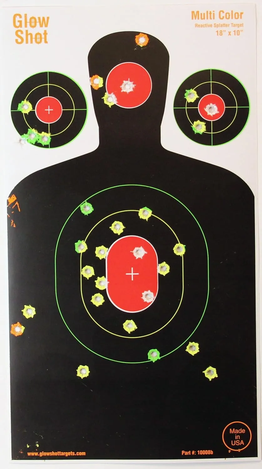 18" x 10" Silhouette Splatter Target - Multi-Color -GlowShot Targets - See Your Hits Instantly