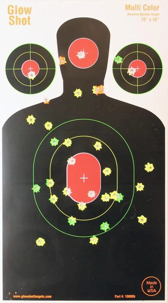 18" x 10" Silhouette Splatter Target - Multi-Color -GlowShot Targets - See Your Hits Instantly