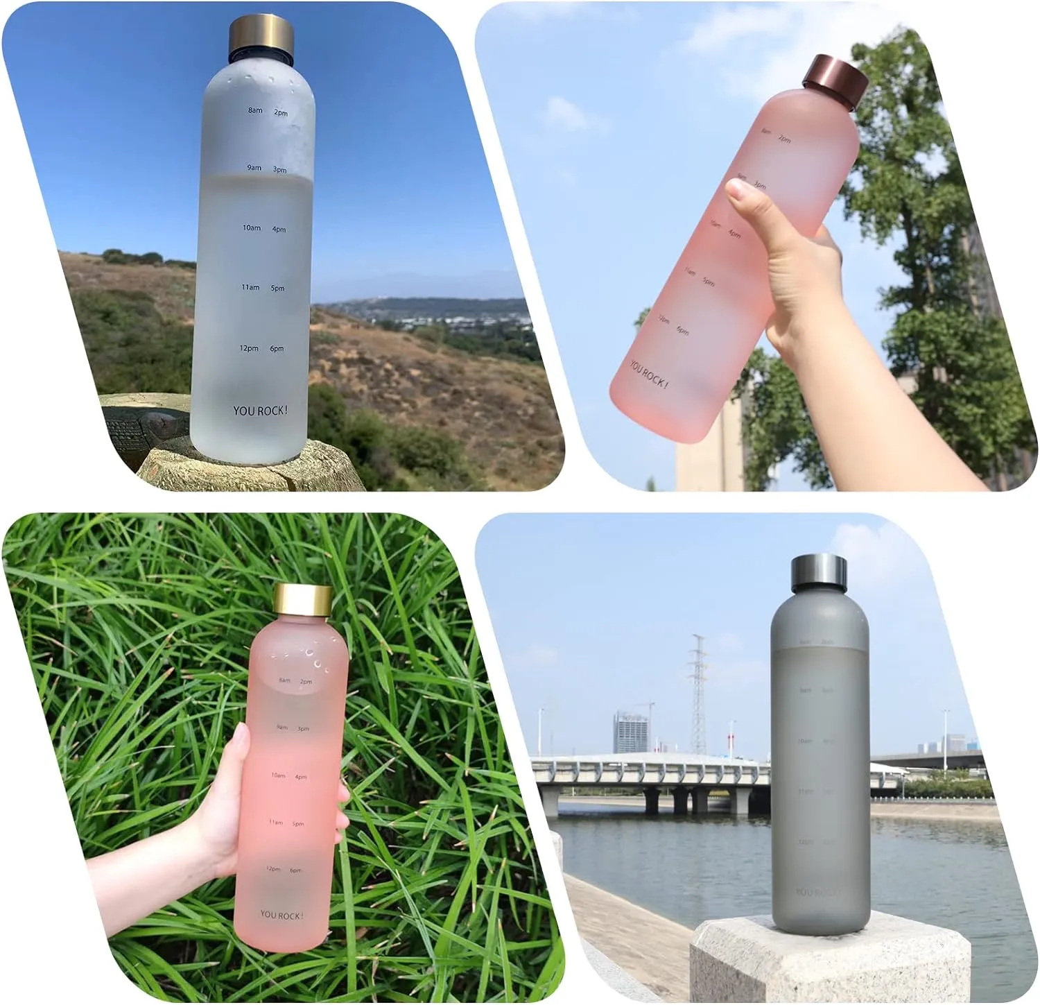 32oz Water Bottles with Times to Drink, Motivational Water Bottle with Time Marker, BPA Free Reusable Water Bottle with Hydrating Reminder for Gym Fitness Workout Travel