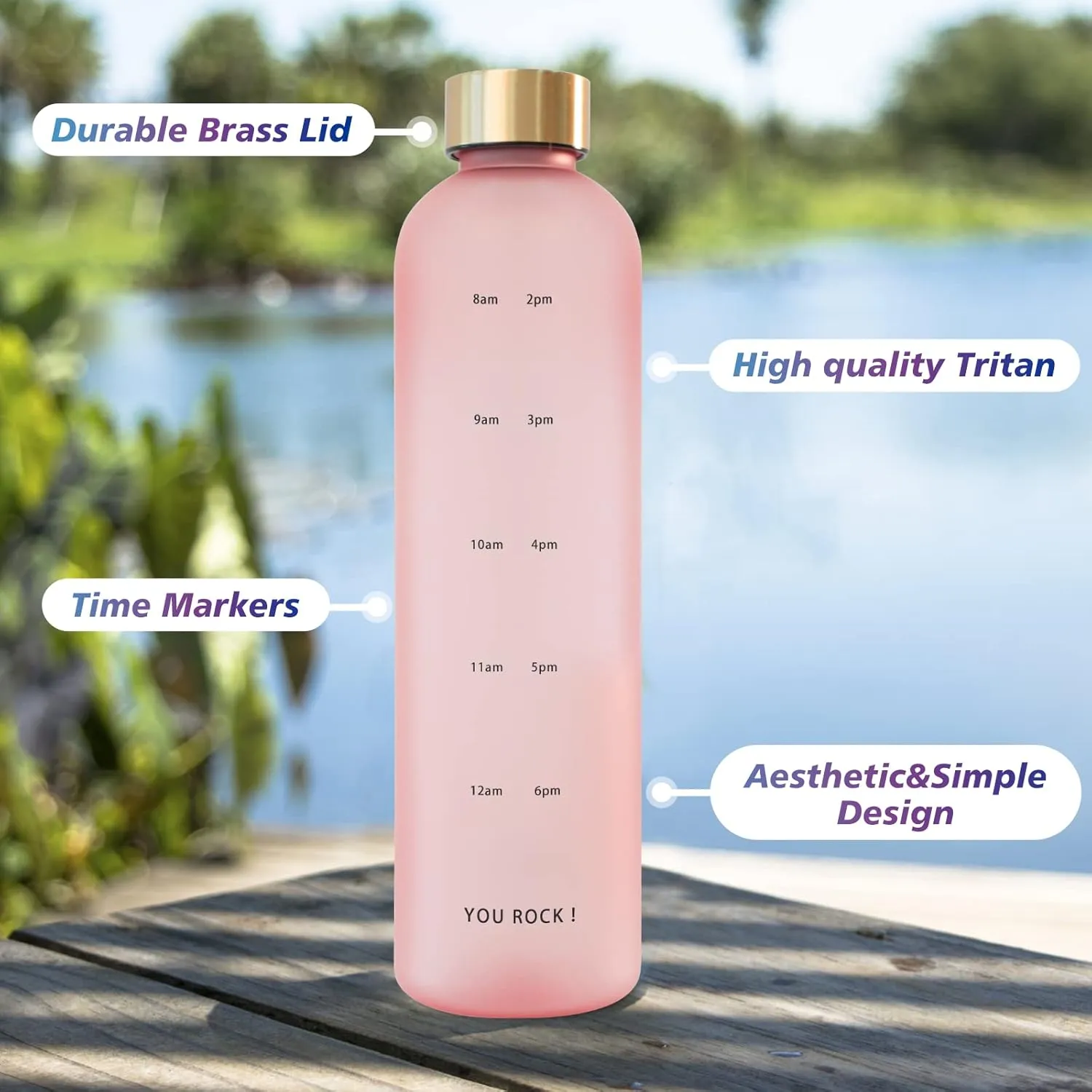 32oz Water Bottles with Times to Drink, Motivational Water Bottle with Time Marker, BPA Free Reusable Water Bottle with Hydrating Reminder for Gym Fitness Workout Travel