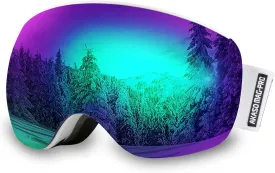AKASO OTG Ski Goggles, Snowboard Goggles, Mag-Pro Magnetic Interchangeable Lenses, Anti-Fog, 100% UV Protection, Helmet Compatible, Snow Goggles for Men & Women