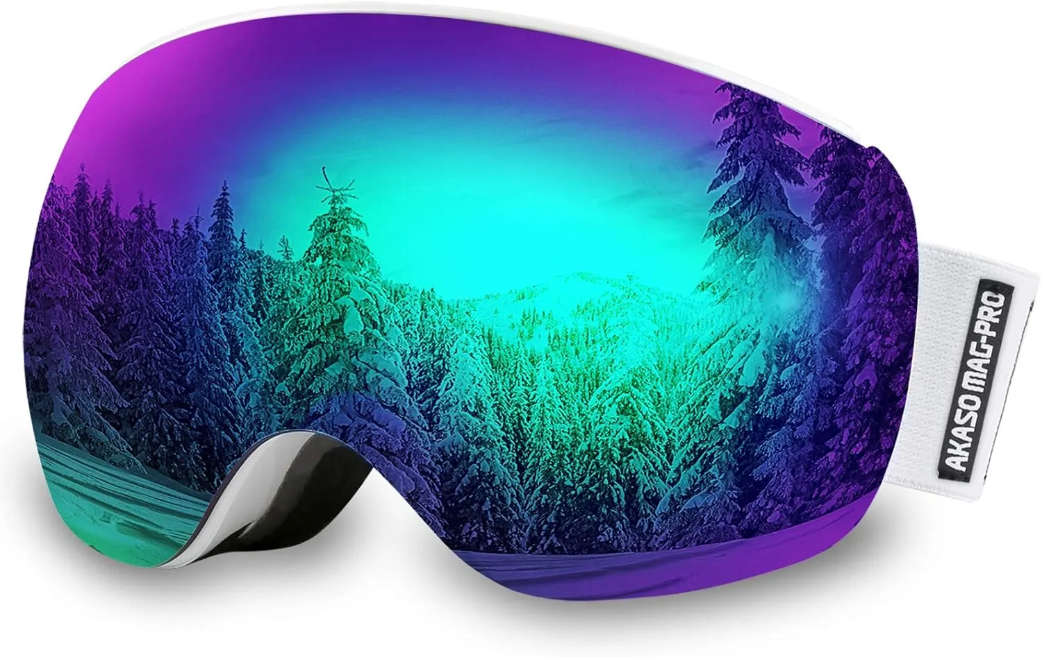 AKASO OTG Ski Goggles, Snowboard Goggles, Mag-Pro Magnetic Interchangeable Lenses, Anti-Fog, 100% UV Protection, Helmet Compatible, Snow Goggles for Men & Women