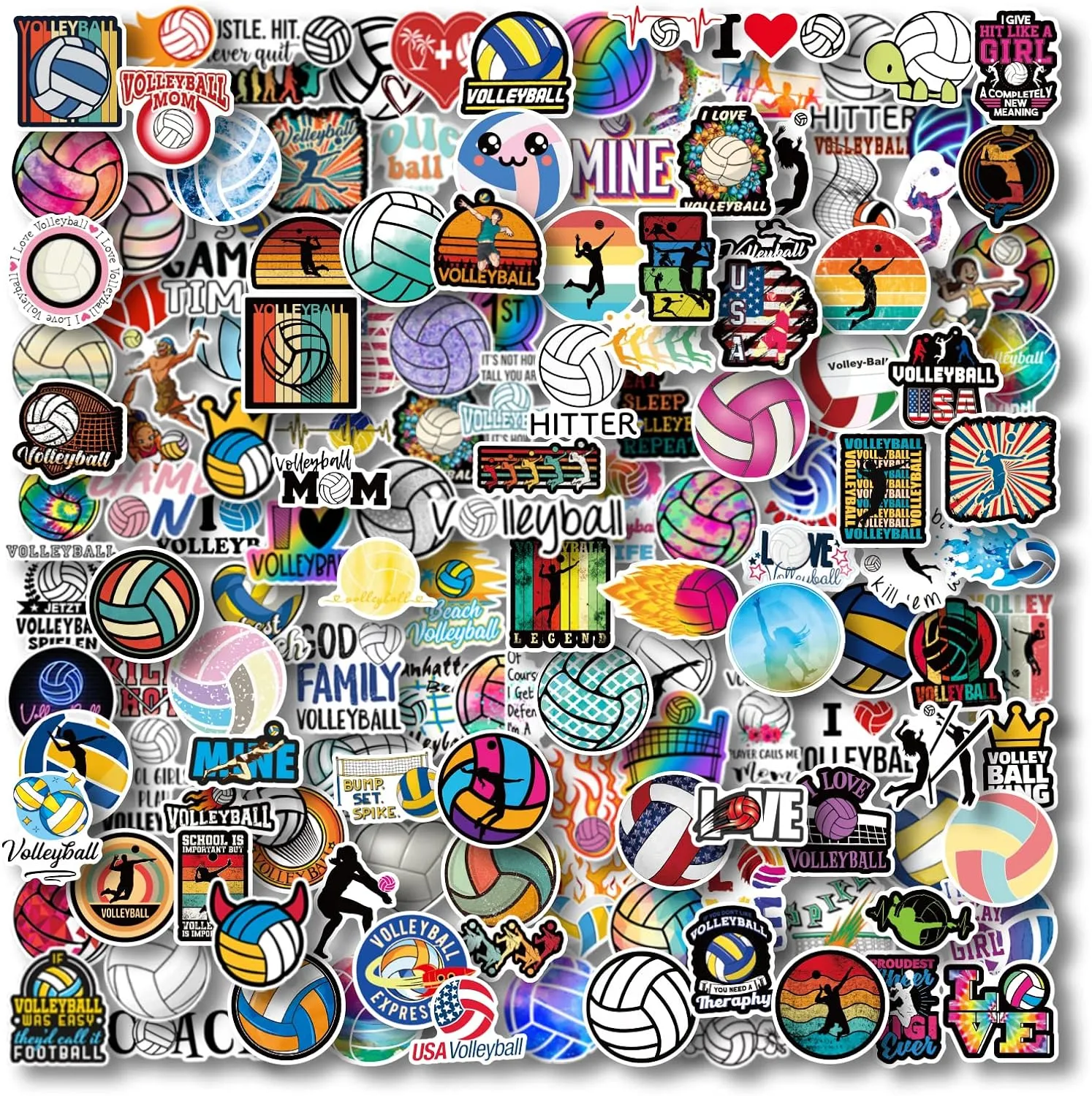 AOWDIAO 200 Pcs Volleyball Vinyl Stickers for Water Bottle Volleyball Gifts & Stuff for Teen Girls
