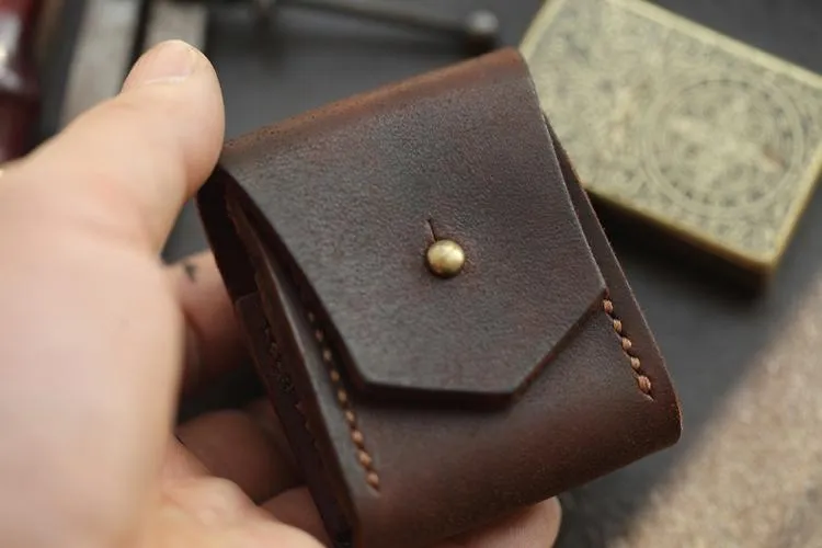 Brown Handmade Leather Mens Zippo Lighter Case With Belt Loop Zippo  Standard Lighter Holders For Men