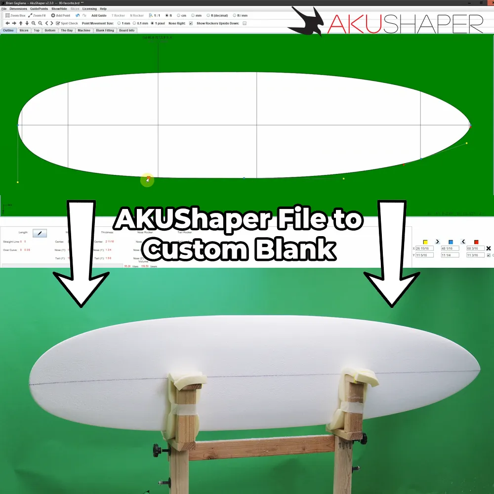 Custom Designed Engineered EPS Foam Blank 9'0" - 10'0" Long