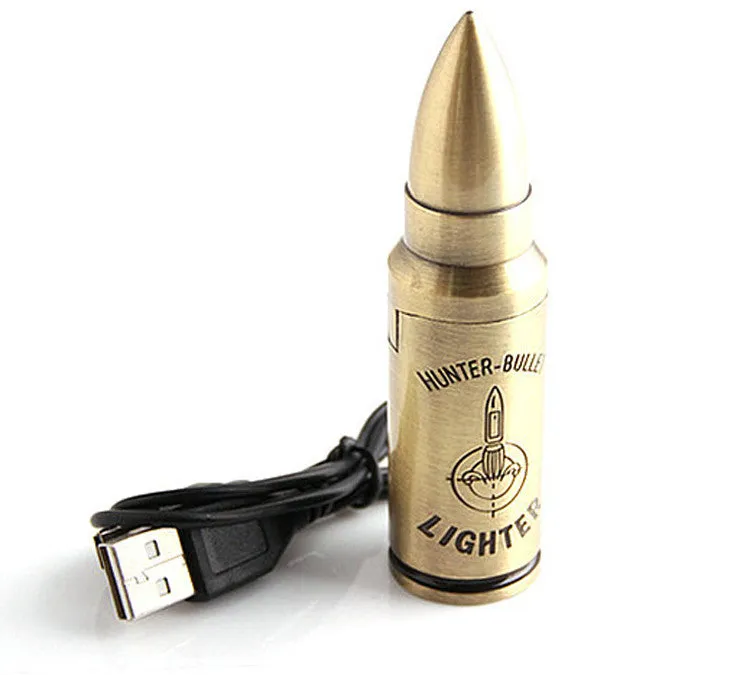Electronic Cigarette Lighter Rechargeable USB Lighters & Smoking Accessories Flameless Windproof Bullet Gadgets Gifts For Men