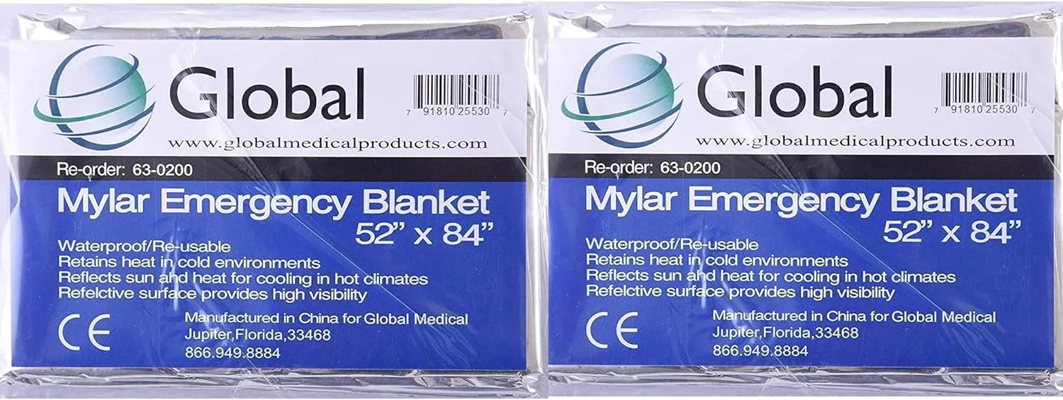 Emergency Mylar Thermal Blankets - 2 Pack | Survival Space Fire Blankets for Outdoor Adventures, Marathons, First Aid | Waterproof & Windproof | Ideal for Camping & Hiking