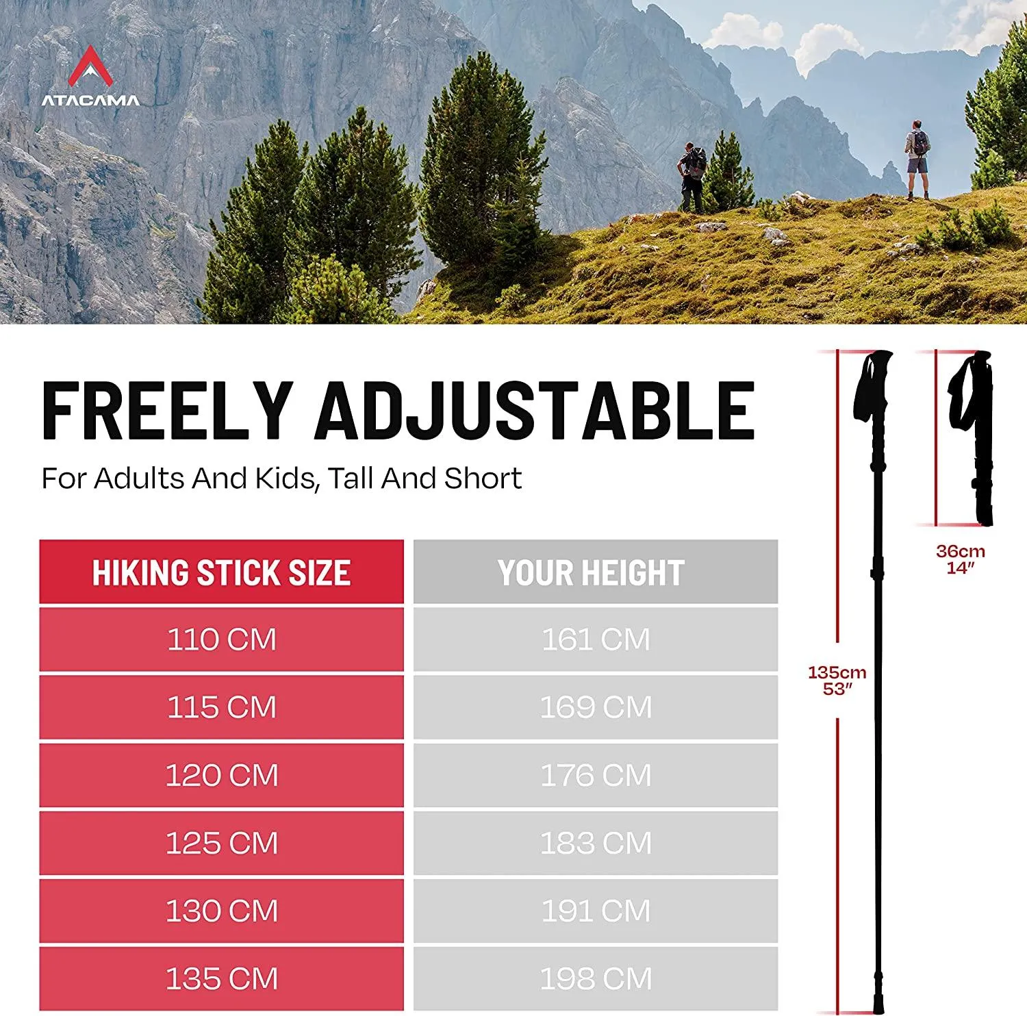 Enhance Your Hiking Experience with ATACAMA 2 Lightweight Hiking Poles: The Perfect Companion for Your Trekking Adventures!