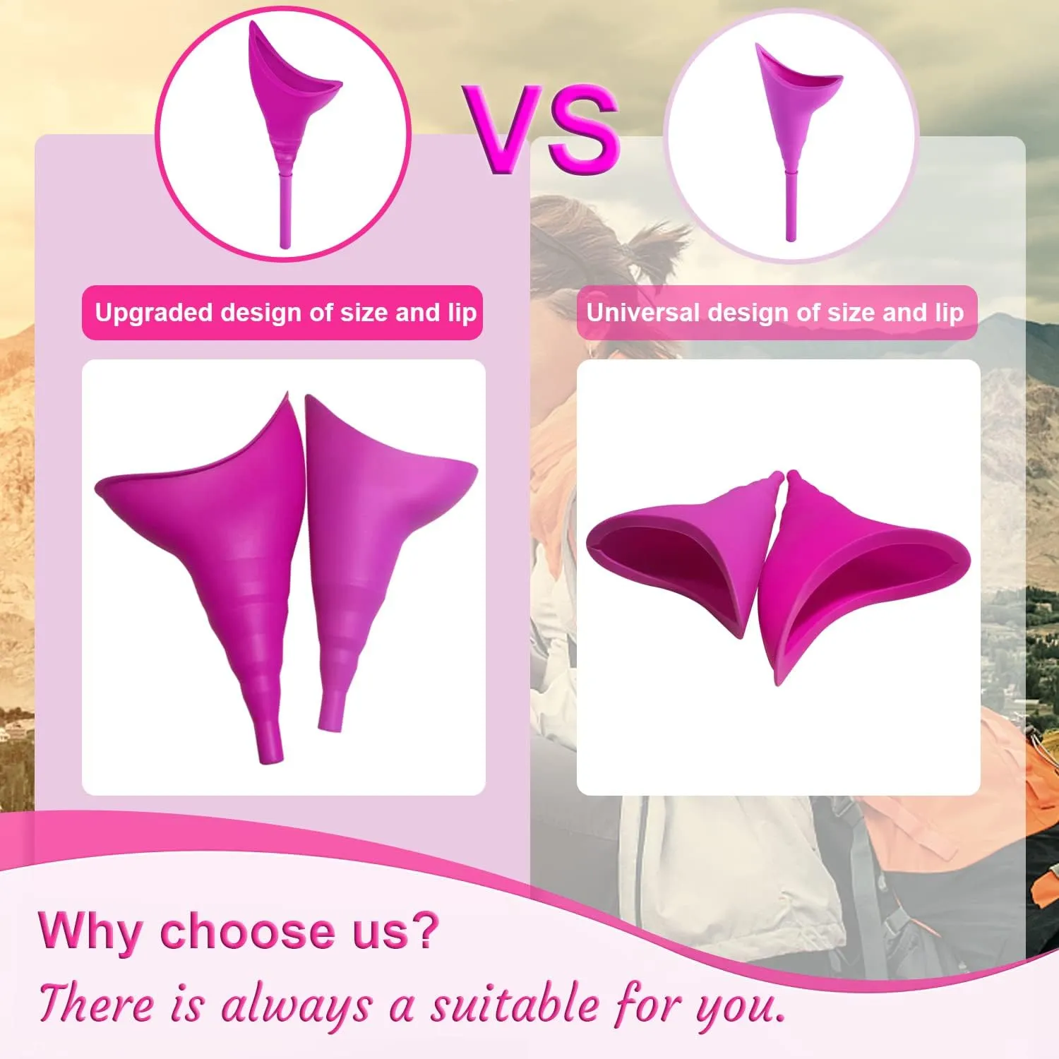 Female Urination Device with Cup, Female Urinals Portable Pee Funnel for Women - Standing Up to Pee Anywhere, Womens Pee Funnel Camping/Hiking Gear Gifts for Women