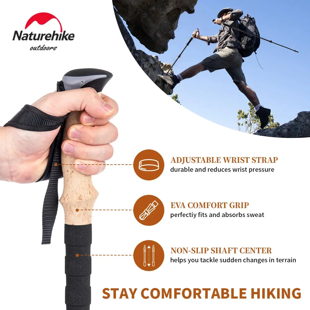 Hiking Stick Trekking Poles 2pcs Carbon Fiber Collapsible Telescopic