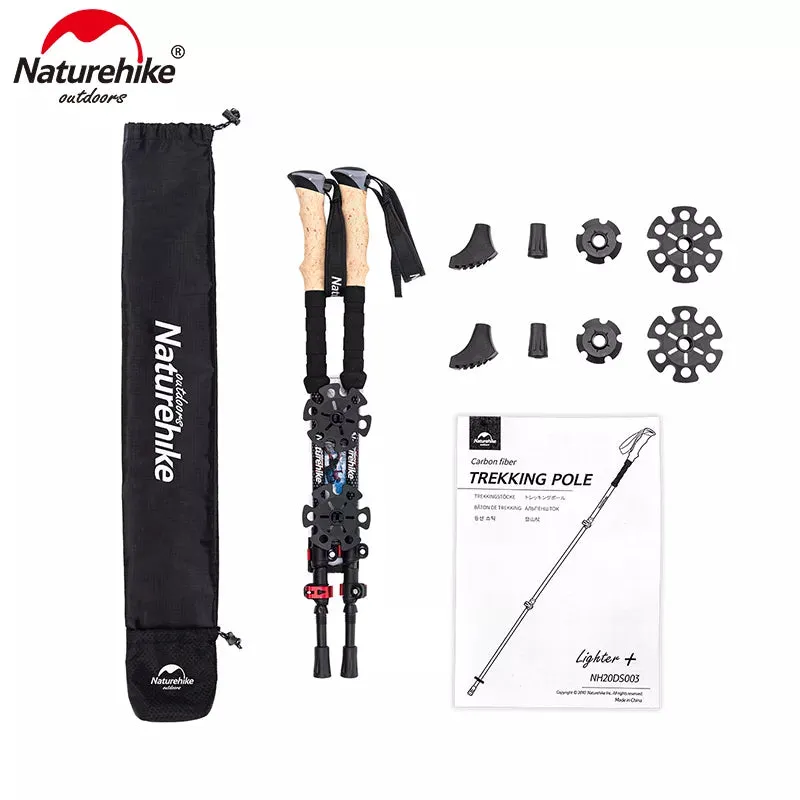Hiking Stick Trekking Poles 2pcs Carbon Fiber Collapsible Telescopic