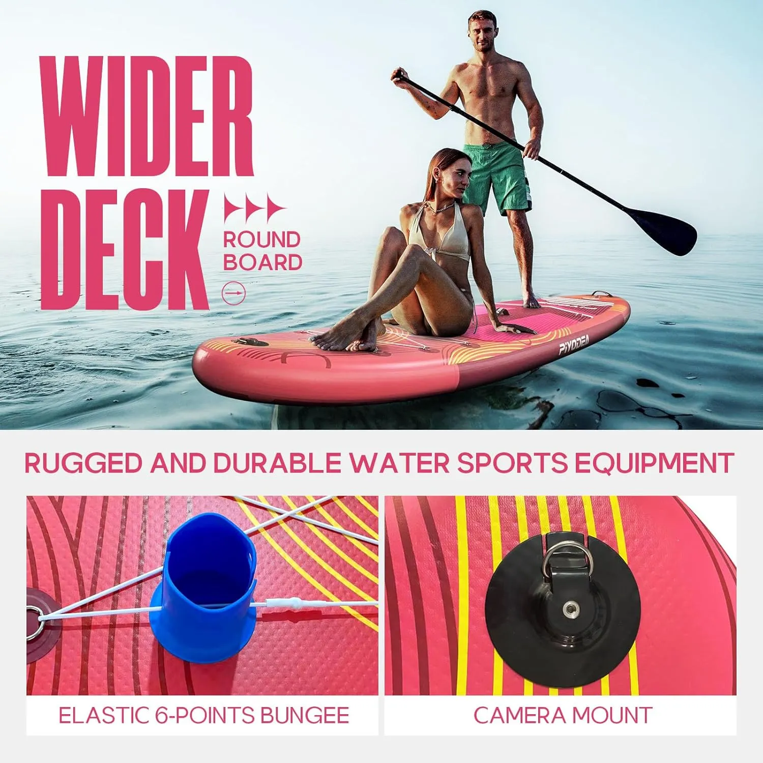 Paddle Boards for Adults, 10'6"/11"/11'6" Inflatable Paddle Board, Super Non Slip Eva, Stand Up Paddle Board with Removable Fins, Adjustable Paddle, Pump, Shoulder Strap, Leash, Standing Boat