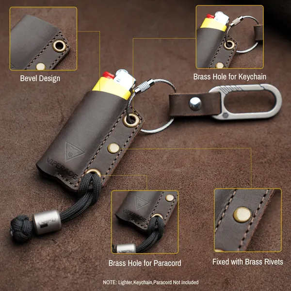PJ28 Leather Lighter Protective Case, Lighter Holder for BIC Disposable Lighter