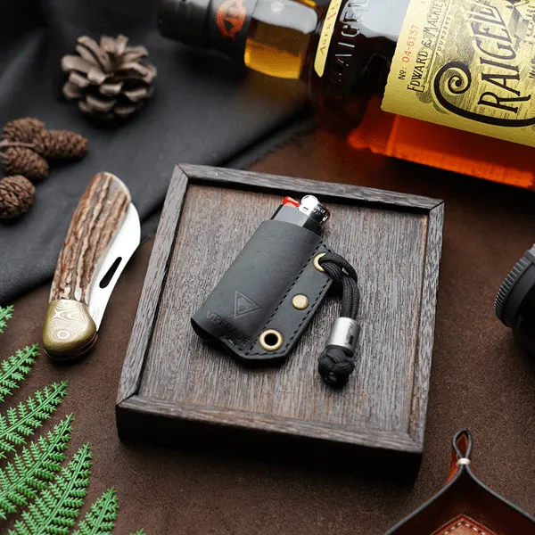 PJ28 Leather Lighter Protective Case, Lighter Holder for BIC Disposable Lighter