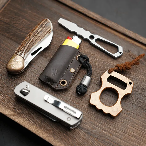 PJ28 Leather Lighter Protective Case, Lighter Holder for BIC Disposable Lighter