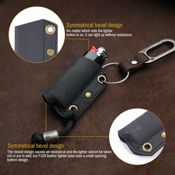 PJ28 Leather Lighter Protective Case, Lighter Holder for BIC Disposable Lighter