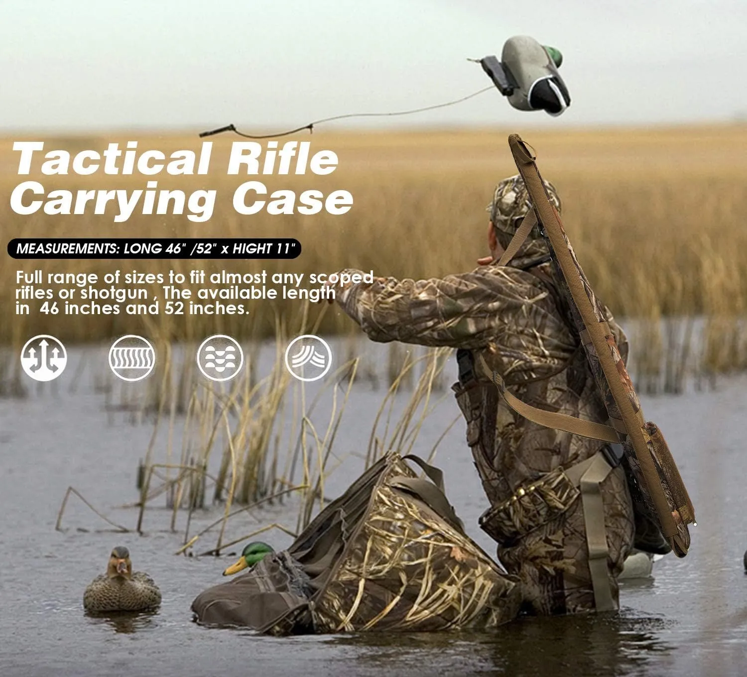 Rifle Case Soft Shotgun Cases - Water Resistant Gun Carry Bag for Scoped Rifles with 3 Accessory Pockets Adjustable Shoulder Strap Available Length in 46 52 Inch
