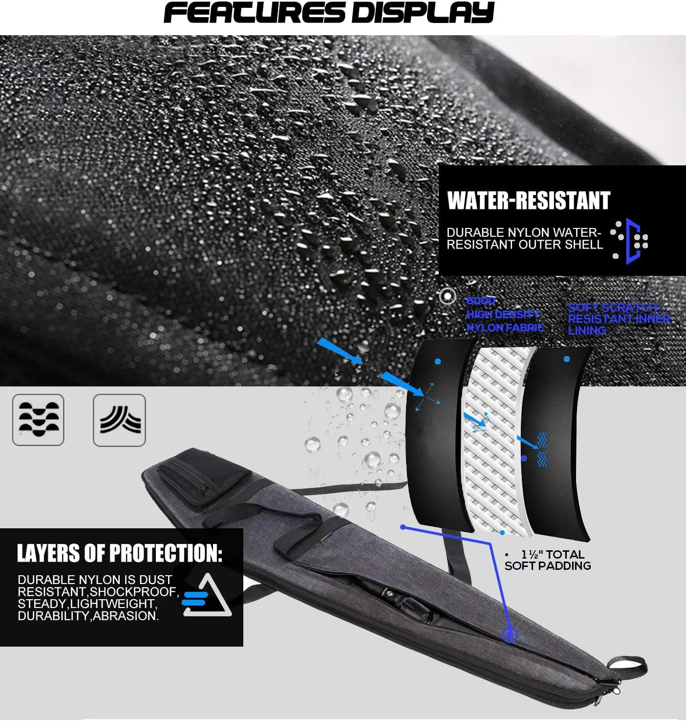 Rifle Case Soft Shotgun Cases - Water Resistant Gun Carry Bag for Scoped Rifles with 3 Accessory Pockets Adjustable Shoulder Strap Available Length in 46 52 Inch