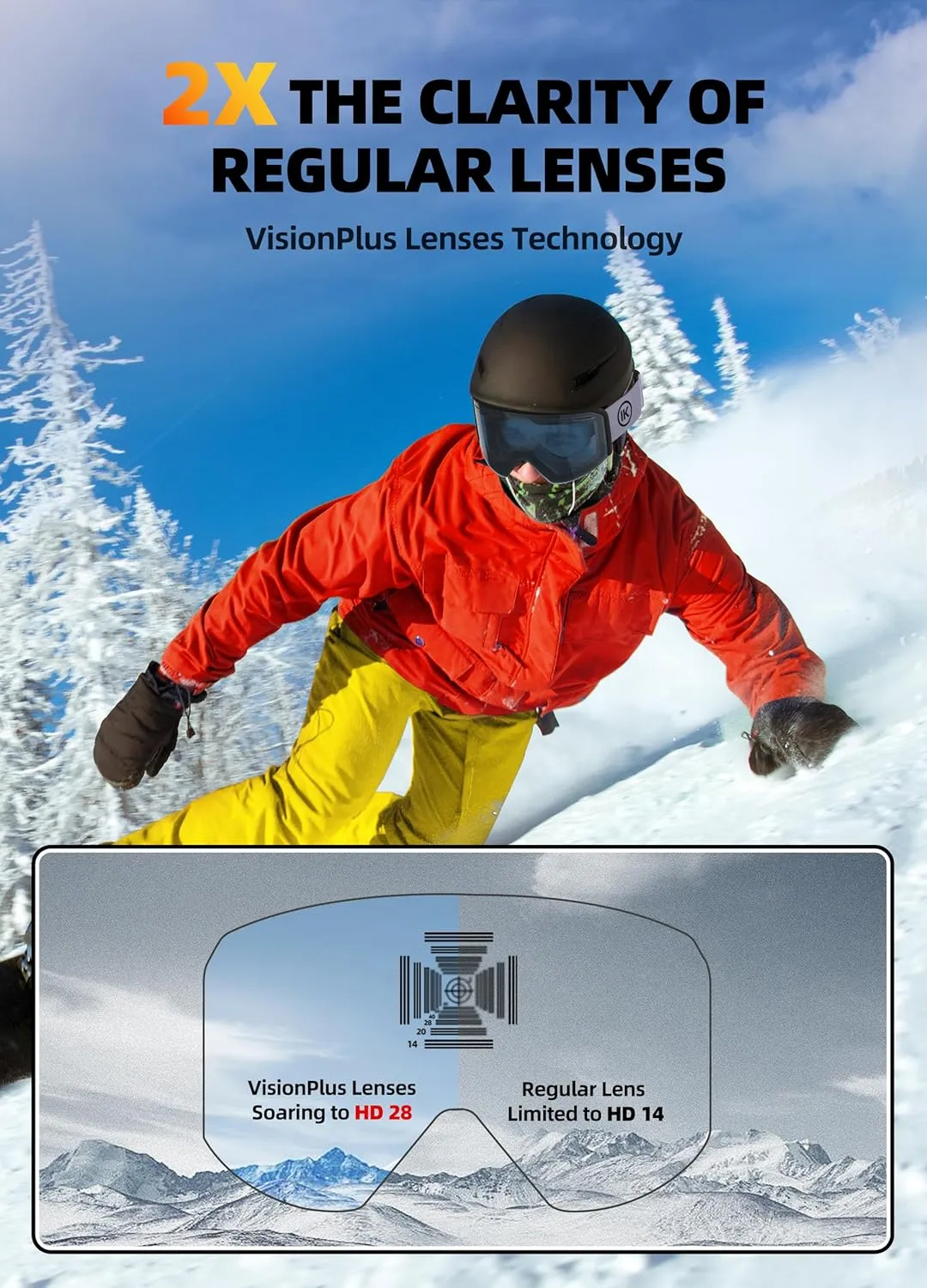 Ski/Snowboard Goggles OTG for Men Women & Youth - Over Glasses Snow Sports Goggles Anti Fog 100% UV400 Protection